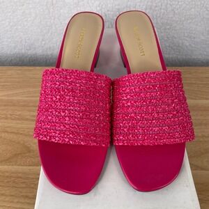 Karen Scott Bright Pink Woven Slide Sandals